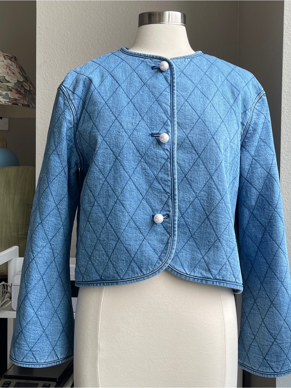 Size S  Kate Spade New York x Target Blue Women's Quilted Denim Jacket  In excel